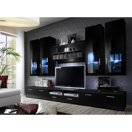 Buy Lyra Entertainment TV Unit Black Gloss, Colour: Black Gloss, Item Width: 300 from Furnituretta