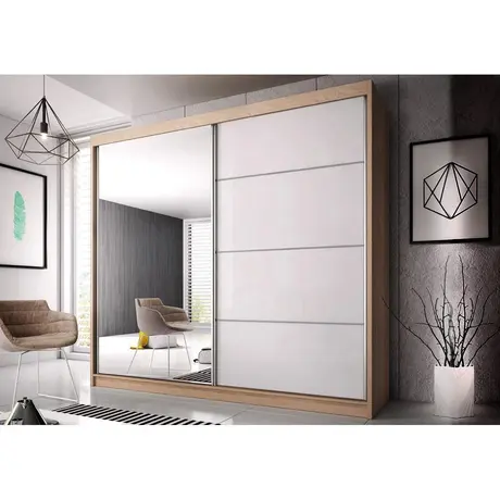 Buy Multi 35 Sliding Mirror Door Wardrobe Oak Sonoma 183cm, Colour: Oak Sonoma, Item Width: 183 from Furnituretta