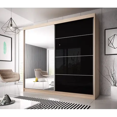 Buy Multi 31 Sliding Mirror Door Wardrobe 203cm, Colour: Oak Sonoma, Item Width: 203 from Furnituretta