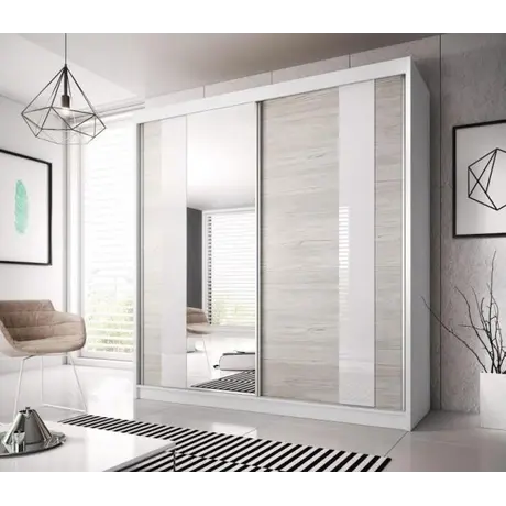 Buy Multi 32 Sliding Mirror Door Wardrobe 203cm, Colour: White Matt, Item Width: 203 from Furnituretta