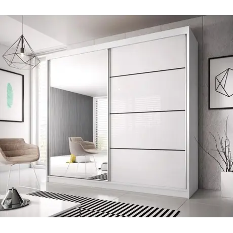Buy Multi 35 Sliding Mirror Door Wardrobe White Matt 183cm, Colour: White Matt, Item Width: 183 from Furnituretta