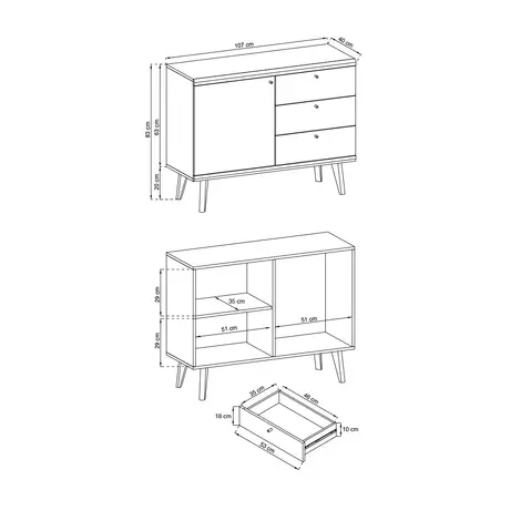 Buy Primo Sideboard Cabinet, 3 from Furnituretta