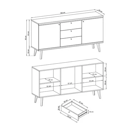Buy Primo Large Sideboard Cabinet, 3 from Furnituretta
