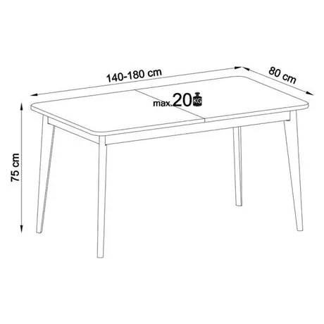 Buy Nordi Dining Table, Colour: White, Item Width: 140, 3 from Furnituretta
