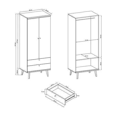 Buy Primo 2 Door Wardrobe, 3 from Furnituretta