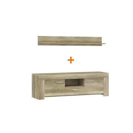 Buy Sky TV Cabinet + Wall Shelf, Colour: Oak Country, Item Width: 155 from Furnituretta