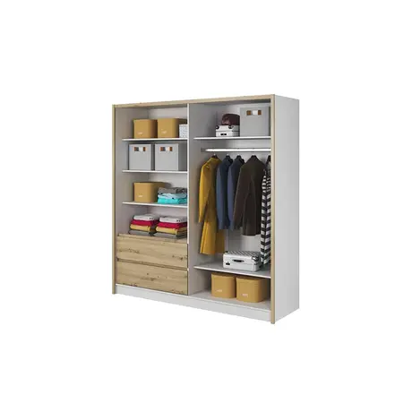 Buy Sara Sliding Door Wardrobe 204cm, Colour: White Matt, Item Width: 200, 4 from Furnituretta