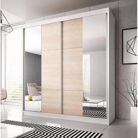 Buy Multi 36 Sliding Mirror Door Wardrobe 233cm, Colour: White Matt, Item Width: 233 from Furnituretta