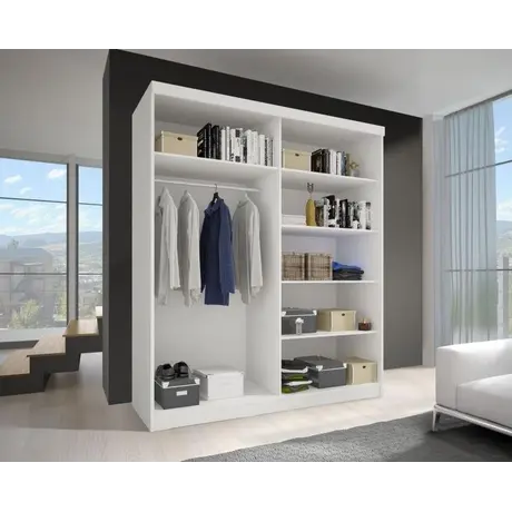 Buy Vista 01 Sliding Mirror Door Wardrobe 150cm in White Matt, Colour: White Matt, Front Colour: White, Item Width: 150, 2 from Furnituretta