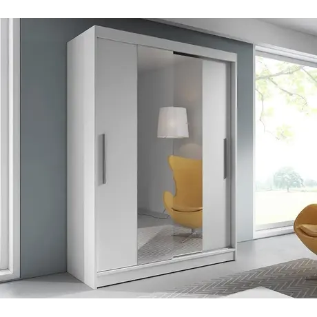 Buy Vista 01 Sliding Mirror Door Wardrobe 150cm in White Matt, Colour: White Matt, Front Colour: White, Item Width: 150 from Furnituretta