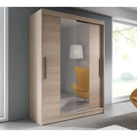 Buy Vista 01 Sliding Mirror Door Wardrobe 150cm in Sonoma Oak, Colour: Oak Sonoma, Front Colour: Oak Sonoma, Item Width: 150 from Furnituretta