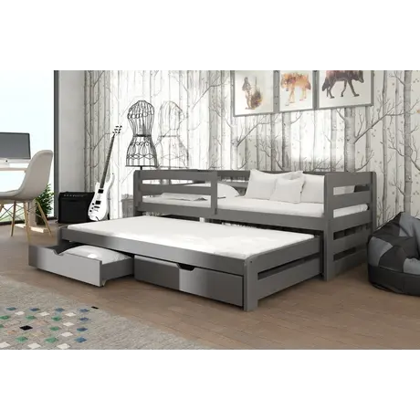 Buy Wooden Double Bed Senso with Trundle and Storage Graphite, Colour: Graphite, Mattresses: Foam Mattresses, 7 from Furnituretta