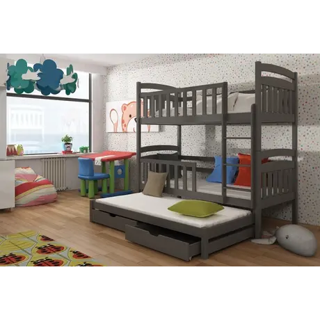 Buy Viki Bunk Bed Graphite: Space-Saving Sleep Solution for Kids, Colour: Graphite, Mattresses: Foam Mattresses, 8 from Furnituretta