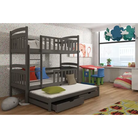 Buy Viki Bunk Bed Graphite: Space-Saving Sleep Solution for Kids, Colour: Graphite, Mattresses: Foam/Bonnell Mattresses, 8 from Furnituretta