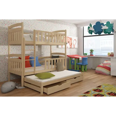 Buy Viki Bunk Bed Pine: Space-Saving Sleep Solution for Kids, Colour: Pine, Mattresses: Foam/Bonnell Mattresses, 8 from Furnituretta