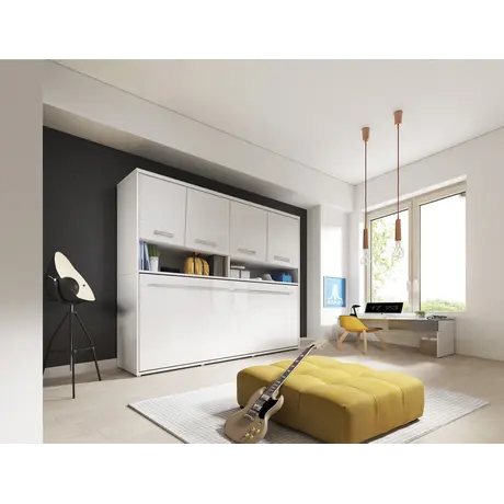 Buy CP-06 Horizontal Wall Bed Concept 90cm with Over Bed Unit White Matt, Colour: White Matt, Size: 90 x 200cm, Item Width: 215, 8 from Furnituretta