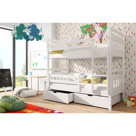 Buy Space-Saving Sleep & Storage: Gabi Bunk Bed White Matt with Drawers, Colour: White Matt, Mattresses: Foam Mattresses, 7 from Furnituretta