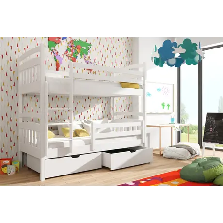 Buy Space-Saving Sleep & Storage: Gabi Bunk Bed White Matt with Drawers, Colour: White Matt, Mattresses: Foam/Bonnell Mattresses, 7 from Furnituretta