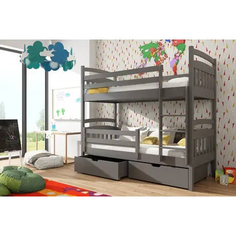 Buy Space-Saving Sleep & Storage: Gabi Bunk Bed Graphite with Drawers, Colour: Graphite, Mattresses: Foam Mattresses, 9 from Furnituretta