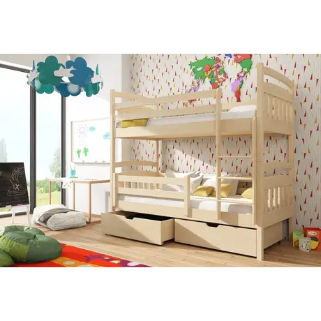 Buy Space-Saving Sleep & Storage: Gabi Bunk Bed Pine with Drawers, Colour: Pine, Mattresses: Foam Mattresses, 8 from Furnituretta