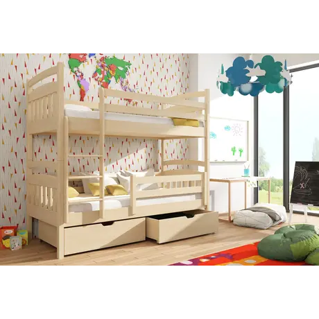 Buy Space-Saving Sleep & Storage: Gabi Bunk Bed Pine with Drawers, Colour: Pine, Mattresses: Foam/Bonnell Mattresses, 8 from Furnituretta