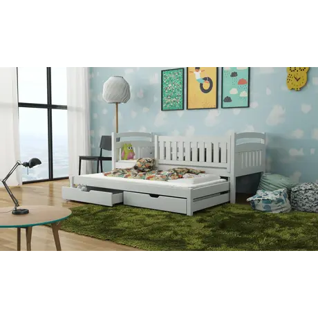 Buy Wooden Bed Galaxy with Trundle and Storage, Colour: White Matt, Mattresses: Foam Mattresses, 6 from Furnituretta