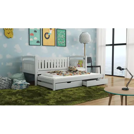 Buy Galaxy Wooden Bed – Trundle & Storage Drawers, Colour: White Matt, Mattresses: Without Mattresses, 5 from Furnituretta