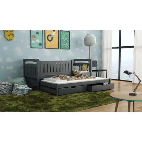 Buy Wooden Bed Galaxy with Trundle and Storage, Colour: Graphite, Mattresses: Without Mattresses, 5 from Furnituretta