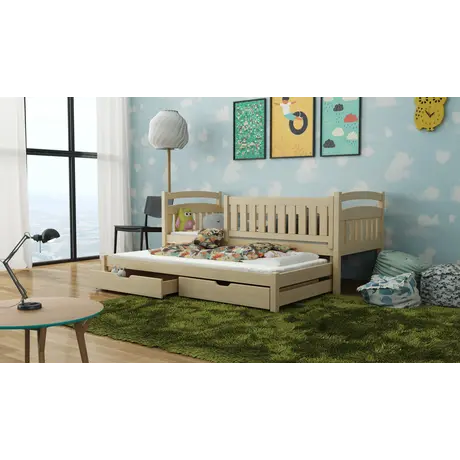 Buy Wooden Bed Galaxy with Trundle and Storage, Colour: Pine, Mattresses: Foam Mattresses, 7 from Furnituretta