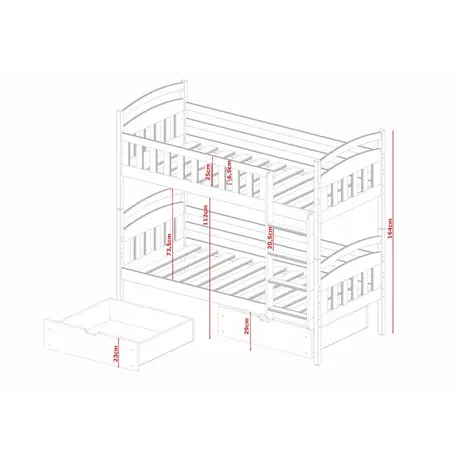 Buy Wooden Bunk Bed Ignas with Storage White Matt, Colour: White Matt, Mattresses: Without Mattresses, Ladder: Right, 5 from Furnituretta