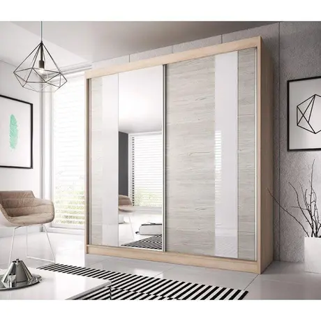 Buy Multi 32 Sliding Mirror Door Wardrobe 183cm, Colour: Oak Sonoma, Item Width: 183 from Furnituretta