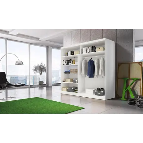 Buy Multi 32 Sliding Mirror Door Wardrobe 203cm, Colour: White Matt, Item Width: 203, 4 from Furnituretta