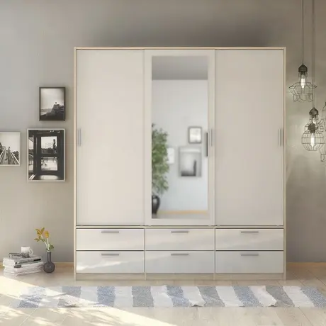 Buy Discover the 3-Door Wardrobe with 6 Practical Drawers, 7 from Furnituretta