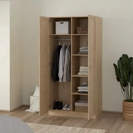 Buy Stylish Brande Wardrobe with 2 Doors in Jackson Hickory, 9 from Furnituretta
