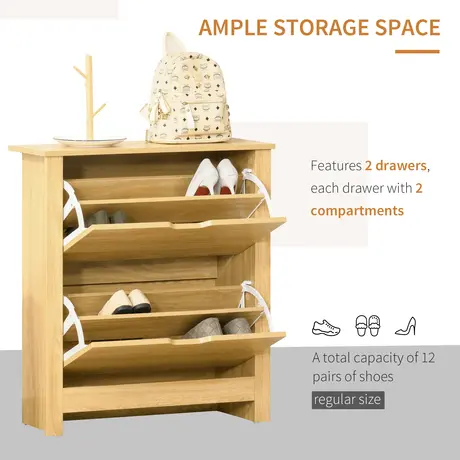 Buy Homcom 12-Shoe Storage Cabinet 4 Shelves 2 Drawers 4 Protective Legs, 4 from Furnituretta