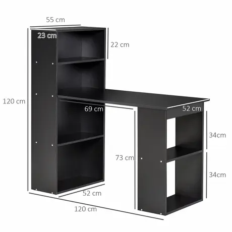 Buy Homcom 120cm Modern Computer Desk Bookshelf Writing Table, 3 from Furnituretta