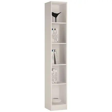 Buy Tall Narrow Bookcase in Pearl White for Compact Spaces from Furnituretta