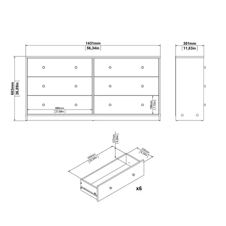 Buy May Chest of 6 Drawers: Stylish Black Storage Solution, 9 from Furnituretta