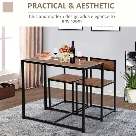 Buy Homcom 3 Pcs Table Stool Set Industrial Design Steel Frame, 6 from Furnituretta