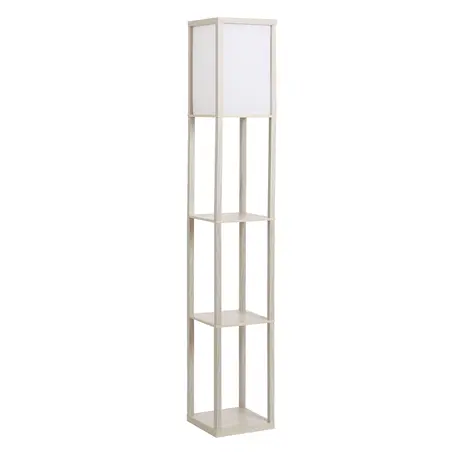 Buy Homcom 4-Tier Floor Lamp, Floor Light with Storage Shelf Oak from Furnituretta