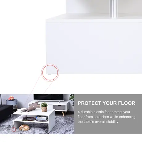 Buy Homcom 2-Tier Coffee Table Side/End Table Modern Rectangular, 4 from Furnituretta