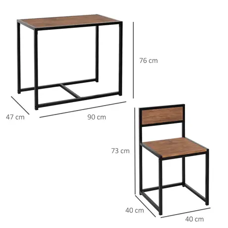 Buy Homcom 3 Pcs Table Stool Set Industrial Design Steel Frame, 3 from Furnituretta