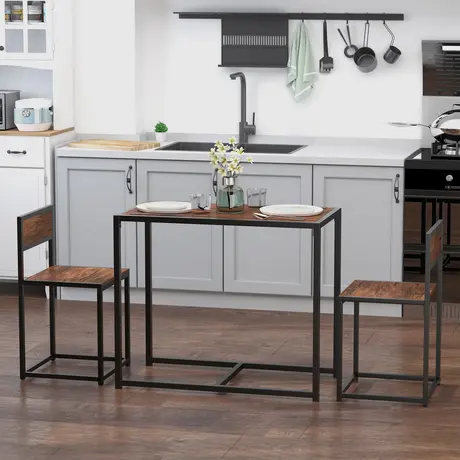 Buy Homcom 3 Pcs Table Stool Set Industrial Design Steel Frame, 2 from Furnituretta