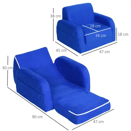 Buy Homcom 2 In 1 Kids Children Sofa Chair Bed Folding Couch, 3 from Furnituretta
