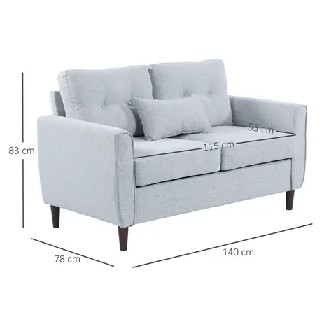 Buy Homcom 2 Seat Sofa Double Sofa Loveseat Fabric Wooden Legs, 3 from Furnituretta