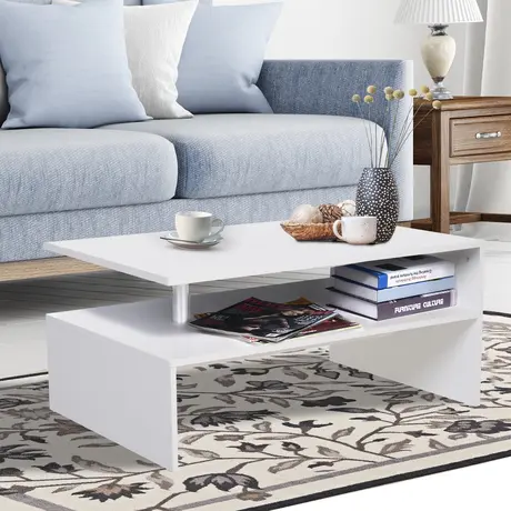 Buy Homcom 2-Tier Coffee Table Side/End Table Modern Rectangular, 2 from Furnituretta