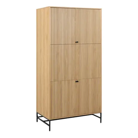 Buy Effortless Elegance: Albany 4-Door Wardrobe in Black & Oak from Furnituretta