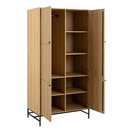 Buy Effortless Elegance: Albany 4-Door Wardrobe in Black & Oak, 2 from Furnituretta
