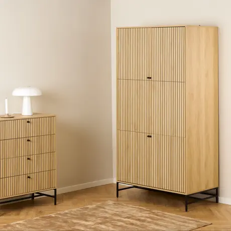 Buy Effortless Elegance: Albany 4-Door Wardrobe in Black & Oak, 6 from Furnituretta