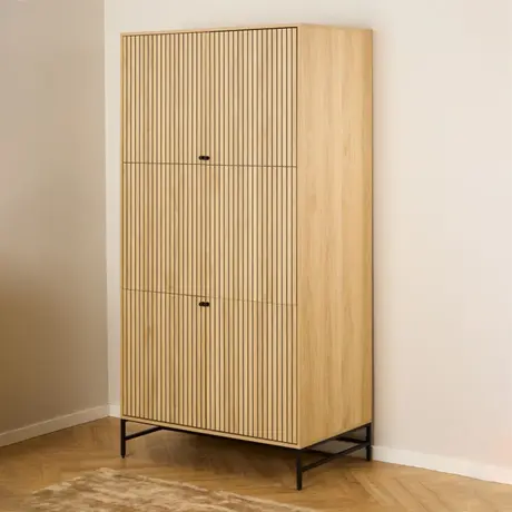 Buy Effortless Elegance: Albany 4-Door Wardrobe in Black & Oak, 7 from Furnituretta